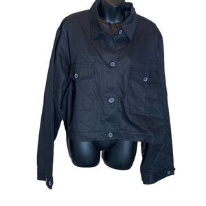 Dolls kill x poster girl black crop button front jacket 2x new goth rock punk